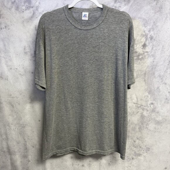 Vintage 90s Russell Athletic Blank Gray Shirt Mens L 22x27.5 Crewneck USA Tee - Picture 1 of 8